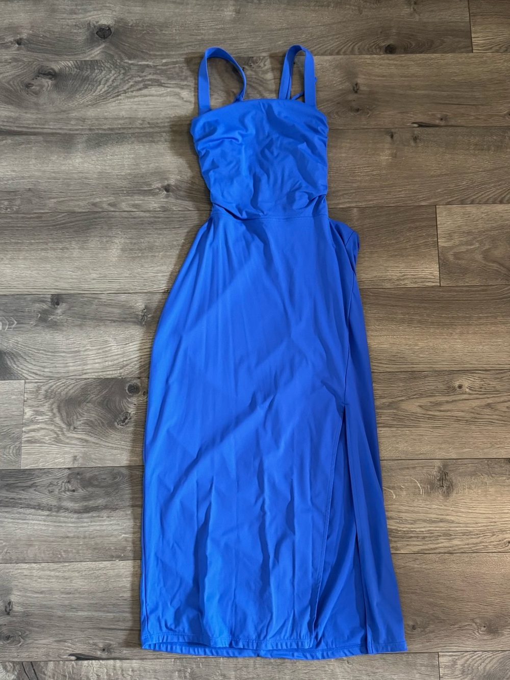 HALARA Royal Blue Lace Up Back Midi Dress with Slit